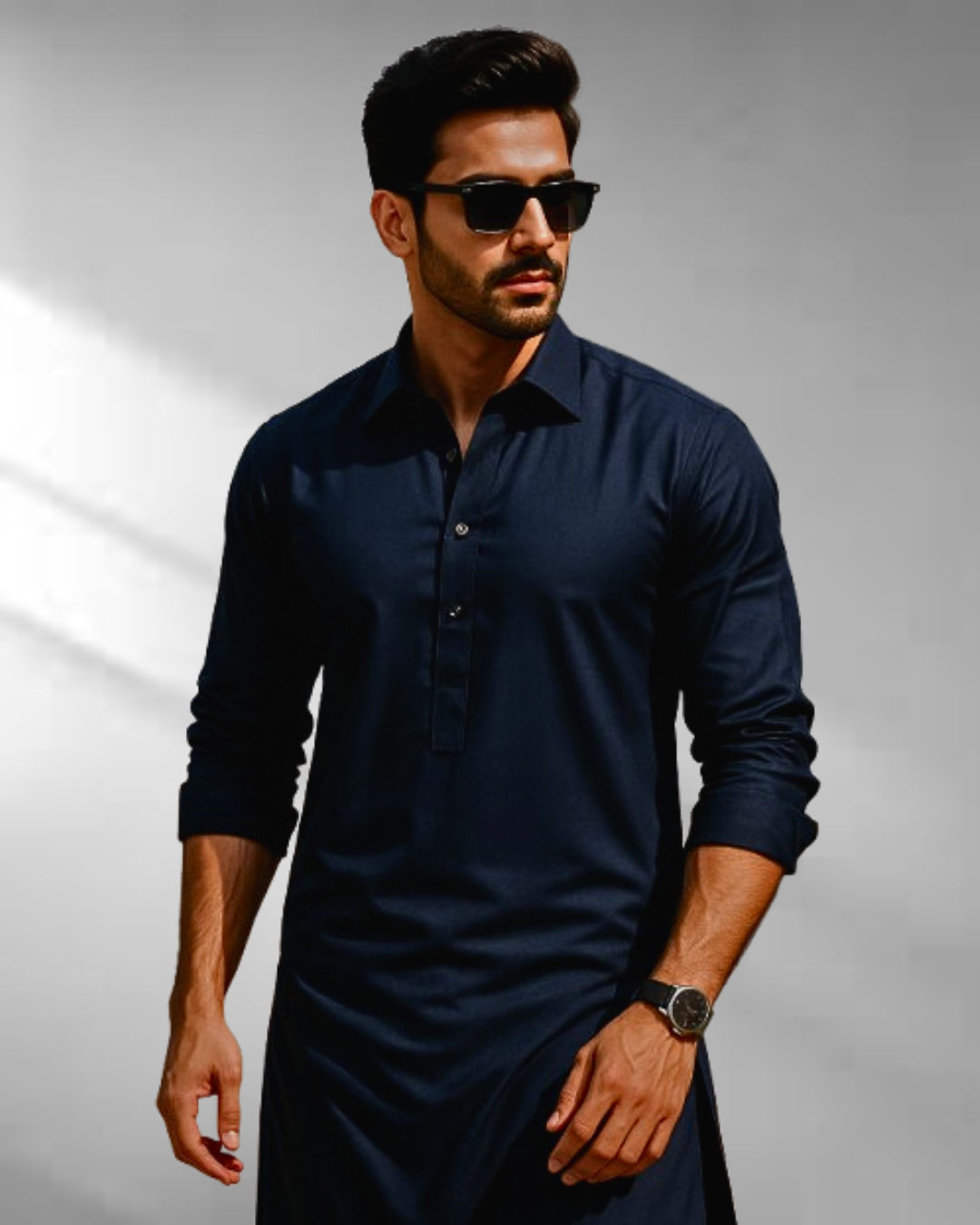 Aabeer - NAVY BLUE COTTON UNSTITCHED KAMEEZ SHALWAR FABRIC