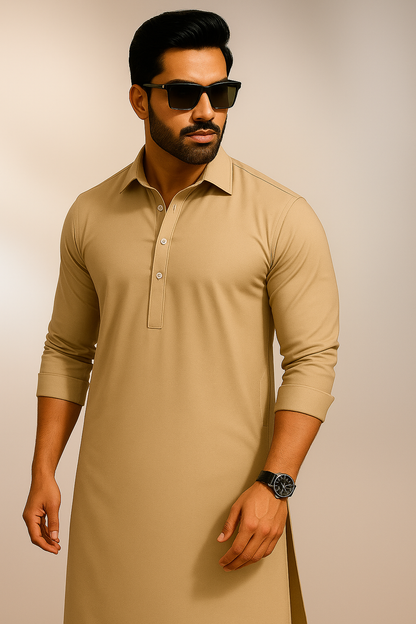 DESERT - BEIGE COTTON UNSTITCHED KAMEEZ SHALWAR FABRIC