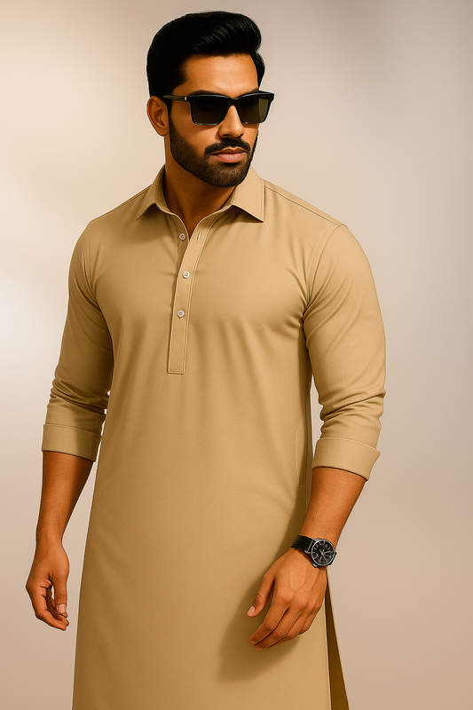 DESERT - BEIGE COTTON UNSTITCHED KAMEEZ SHALWAR FABRIC