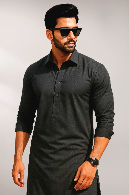 Urban Smoke - DARK GREY COTTON UNSTITCHED KAMEEZ SHALWAR FABRIC