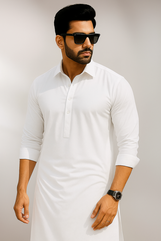 Zarvan - WHITE COTTON UNSTITCHED KAMEEZ SHALWAR FABRIC