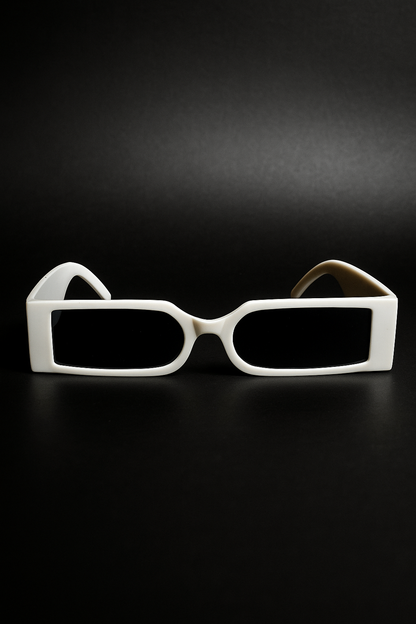 White sunglasses on a black background