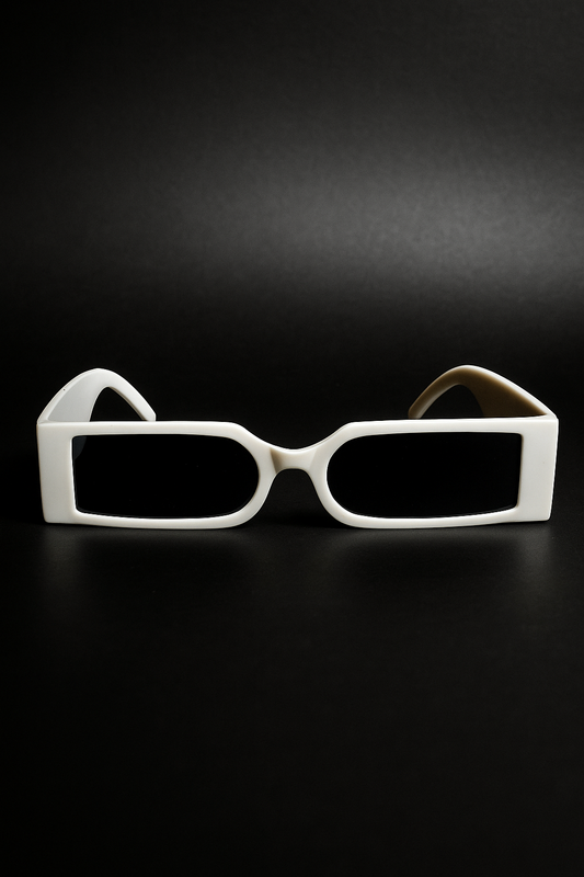 White sunglasses on a black background