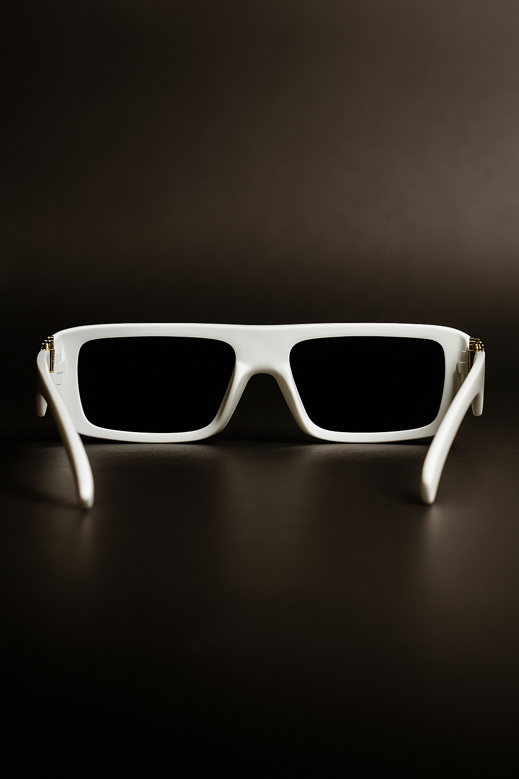 White sunglasses on a black background
